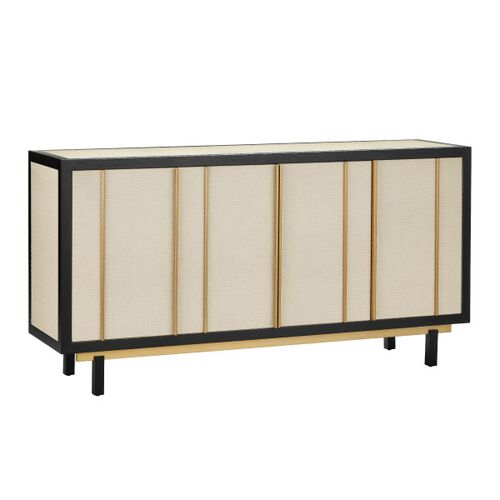 Deanna Raffia Credenza, Ivory/Black 1 Deanna Raffia Credenza, Ivory/Black