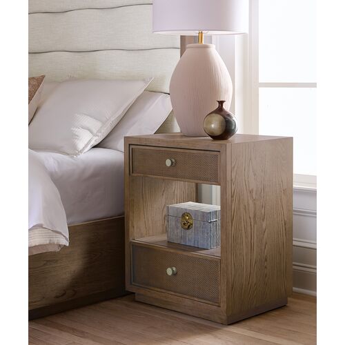Sonnet 2-Drawer Cane Nightstand, Wren 2 Sonnet 2-Drawer Cane Nightstand, Wren