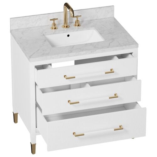 Verona 36" Vanity with Rectangular Undermount Sink, White 6 Verona 36" Vanity with Rectangular Undermount Sink, White