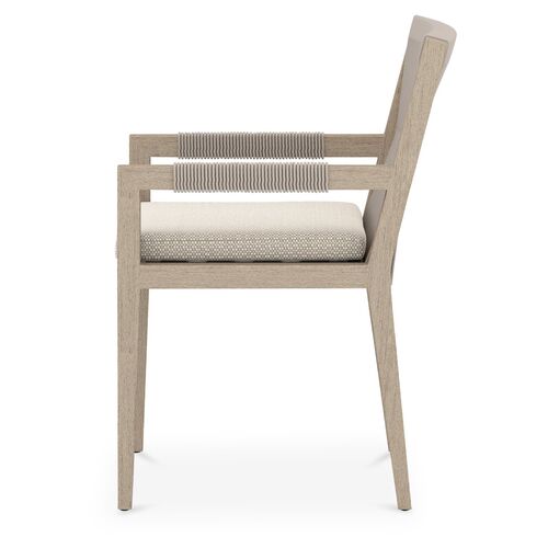 Jasper Outdoor Dining Chair, Washed Brown/Faye Sand 4 Jasper Outdoor Dining Chair, Washed Brown/Faye Sand