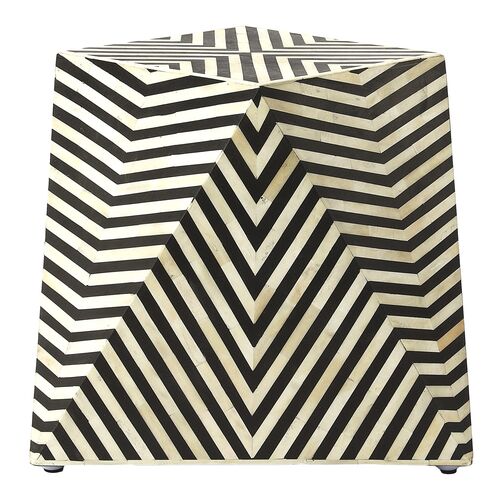 Amara Bone Inlay Side Table, Black/Ivory 4 Amara Bone Inlay Side Table, Black/Ivory