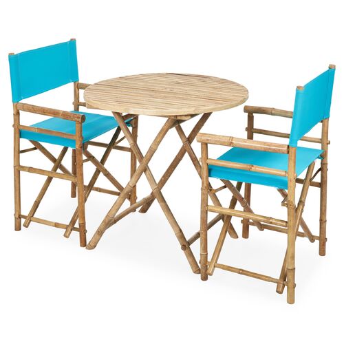 Round 3-Pc Dining Set, Aqua 2 Round 3-Pc Dining Set, Aqua