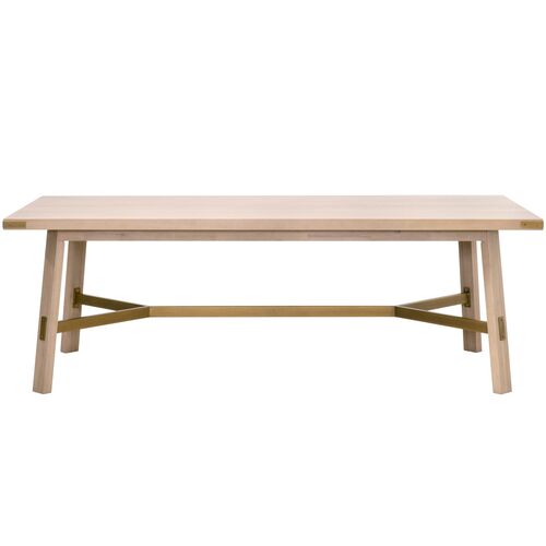 Lilou 90" Rectangular Dining Table, Light Honey Oak/Brushed Gold 2 Lilou 90" Rectangular Dining Table, Light Honey Oak/Brushed Gold