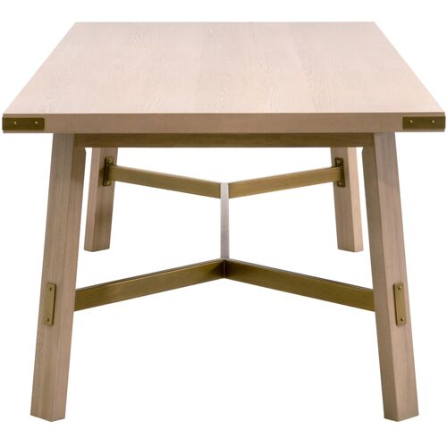 Lilou 90" Rectangular Dining Table, Light Honey Oak/Brushed Gold 3 Lilou 90" Rectangular Dining Table, Light Honey Oak/Brushed Gold