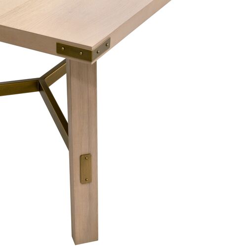 Lilou 90" Rectangular Dining Table, Light Honey Oak/Brushed Gold 4 Lilou 90" Rectangular Dining Table, Light Honey Oak/Brushed Gold