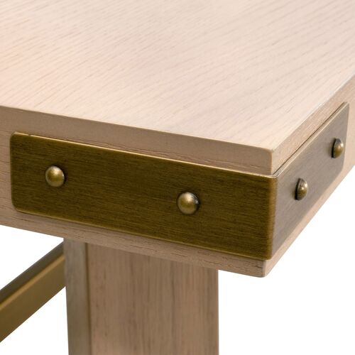 Lilou 90" Rectangular Dining Table, Light Honey Oak/Brushed Gold 5 Lilou 90" Rectangular Dining Table, Light Honey Oak/Brushed Gold