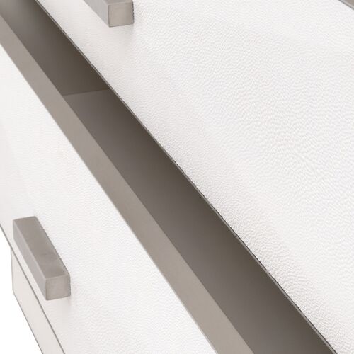 Fisher Shagreen 3-Drawer Nightstand, Pearl/Brushed Stainless Steel 6 Fisher Shagreen 3-Drawer Nightstand, Pearl/Brushed Stainless Steel