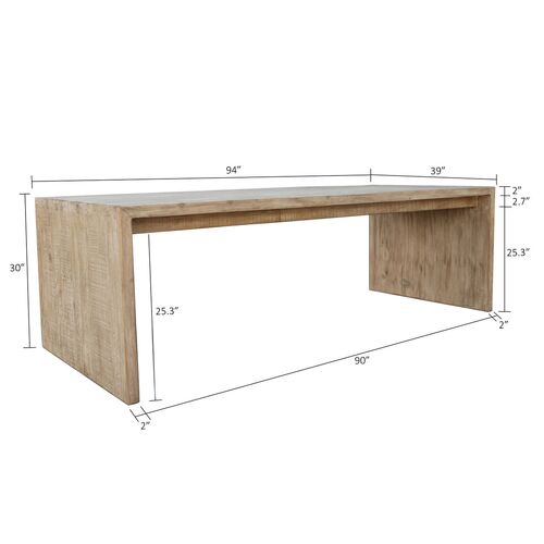 Jordana 94" Dining Table, Natural Reclaimed Pinewood 5 Jordana 94" Dining Table, Natural Reclaimed Pinewood