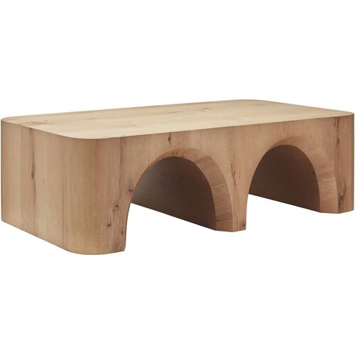 Oleandra Arch Base Oak Coffee Table, Brown 1 Oleandra Arch Base Oak Coffee Table, Brown