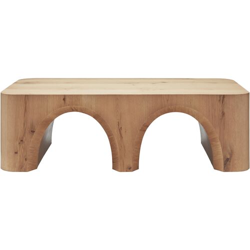 Oleandra Arch Base Oak Coffee Table, Brown 3 Oleandra Arch Base Oak Coffee Table, Brown
