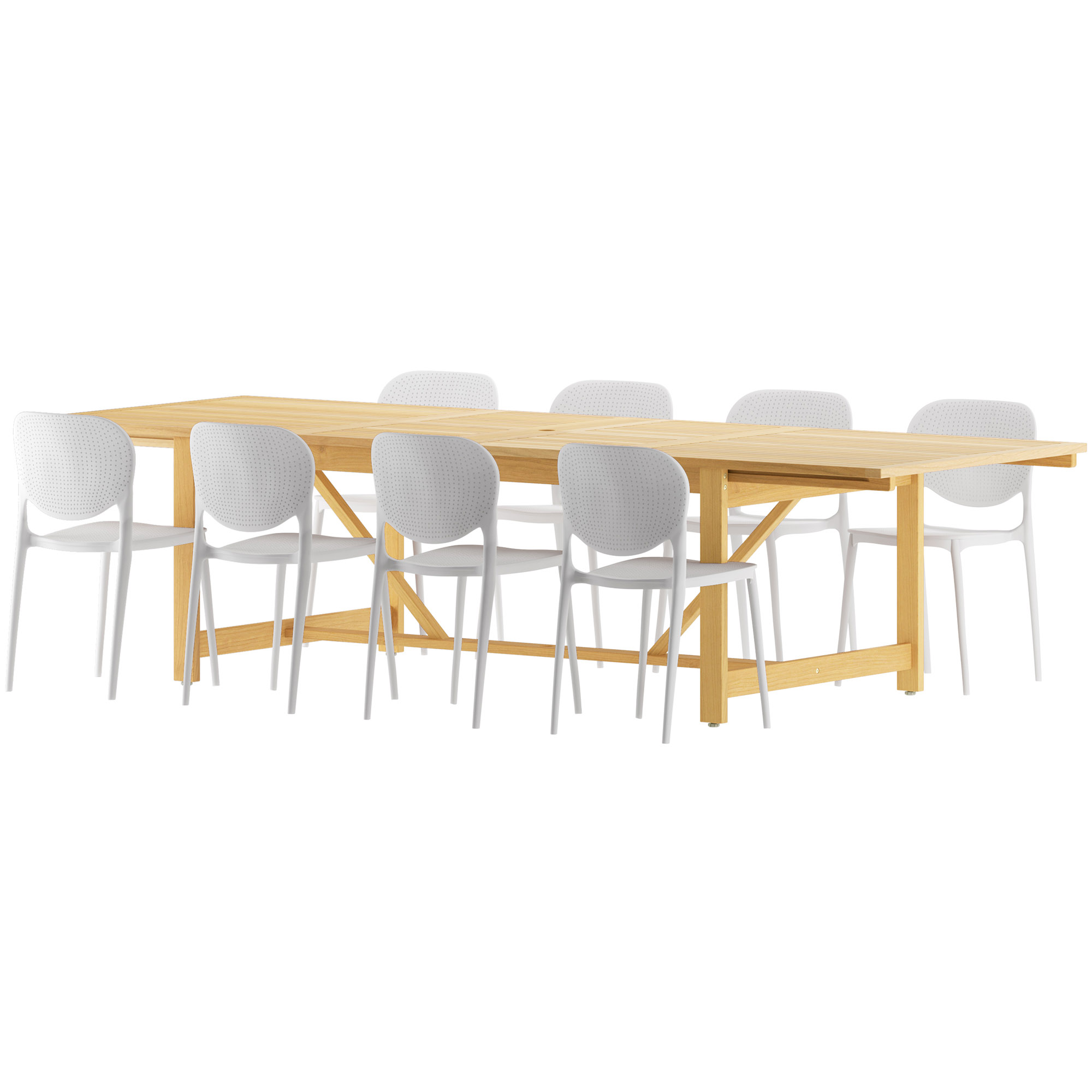 Astor 9-Pc Rectangular Extension Outdoor Eucalyptus Dining Set 1 Astor 9-Pc Rectangular Extension Outdoor Eucalyptus Dining Set