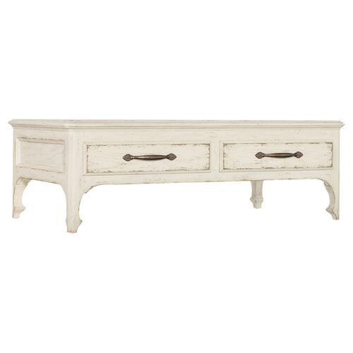 Americana Rectangle 2-Drawer Cocktail Table, Ivory 1 Americana Rectangle 2-Drawer Cocktail Table, Ivory