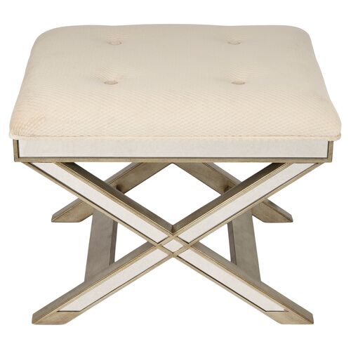 Graham Mirrored Ottoman, Silver 2 Graham Mirrored Ottoman, Silver