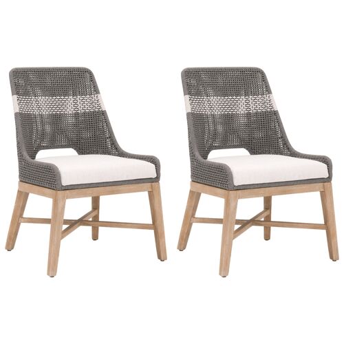 S/2 Arras Woven Side Chairs, Dove/White 1 S/2 Arras Woven Side Chairs, Dove/White