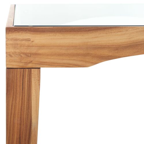 Liore Square Glass Accent Table, Natural 4 Liore Square Glass Accent Table, Natural