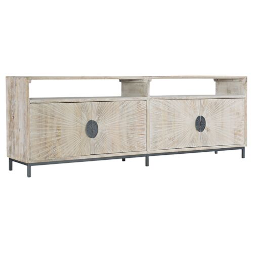 4-Door Mango Wood Entertainment Console, Whitewash