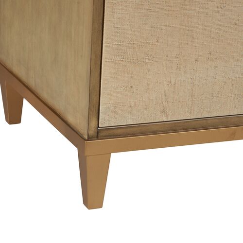 Avery Raffia 3-Door Console Table, Gray/Gold 4 Avery Raffia 3-Door Console Table, Gray/Gold