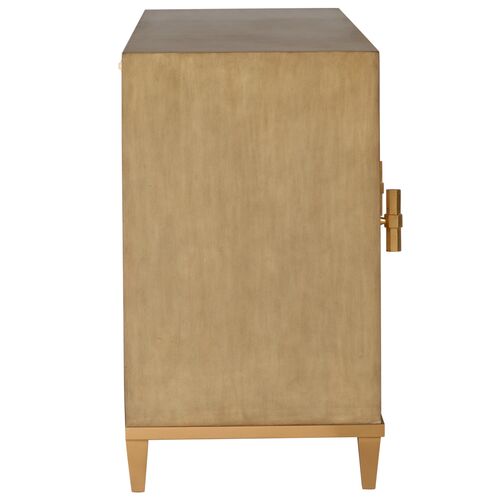 Avery Raffia 3-Door Console Table, Gray/Gold 6 Avery Raffia 3-Door Console Table, Gray/Gold