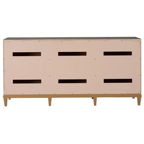 Avery Raffia 3-Door Console Table, Gray/Gold 7 Avery Raffia 3-Door Console Table, Gray/Gold