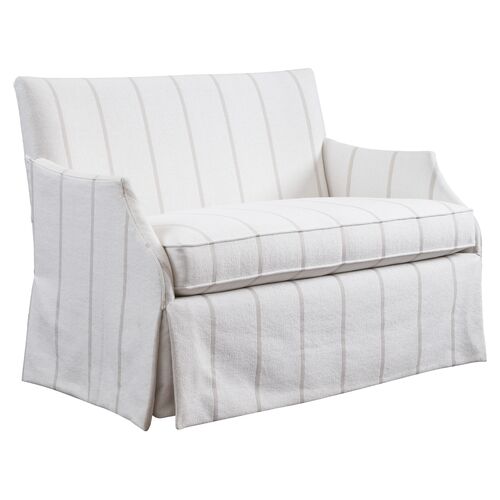 Agate Upholstered Settee, Cream Stripe