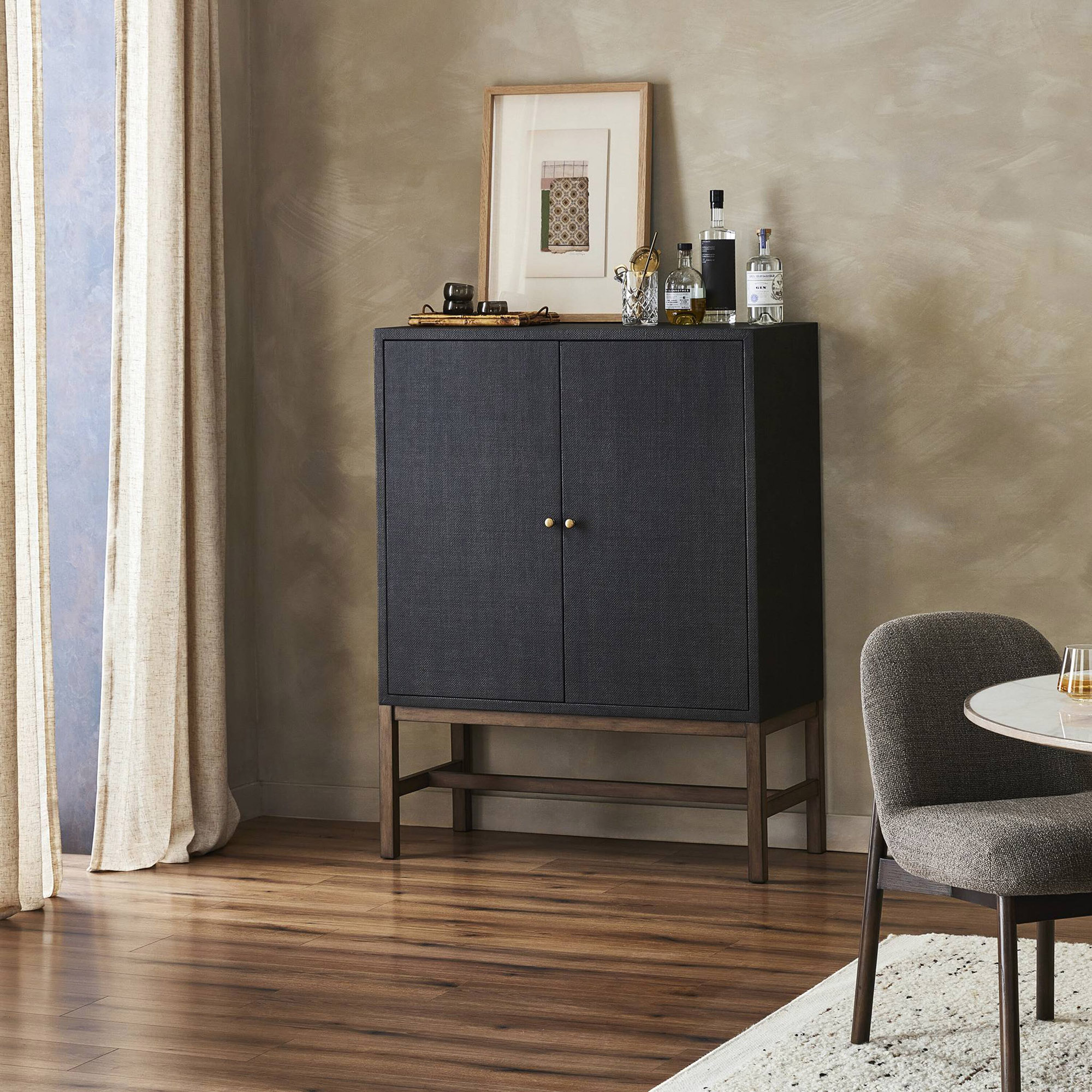 Pasco Painted Raffia Bar Cabinet 2 Pasco Painted Raffia Bar Cabinet