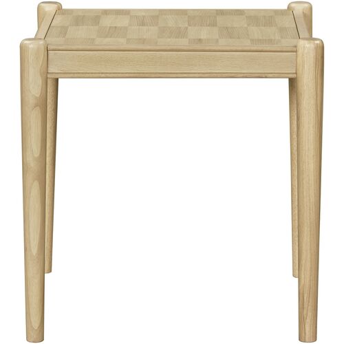 Brisa Checkered Top Wooden End Table, Natural 2 Brisa Checkered Top Wooden End Table, Natural