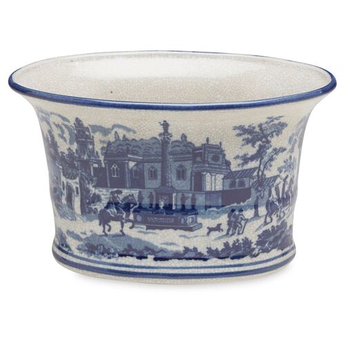 11" Ceramic Planter, Blue/White