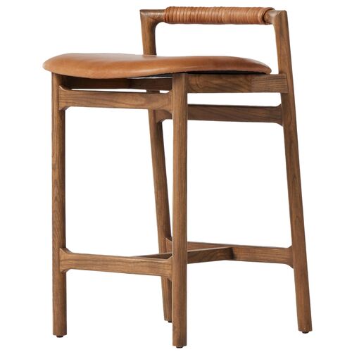 Violet Leather Counter Stool 1 Violet Leather Counter Stool