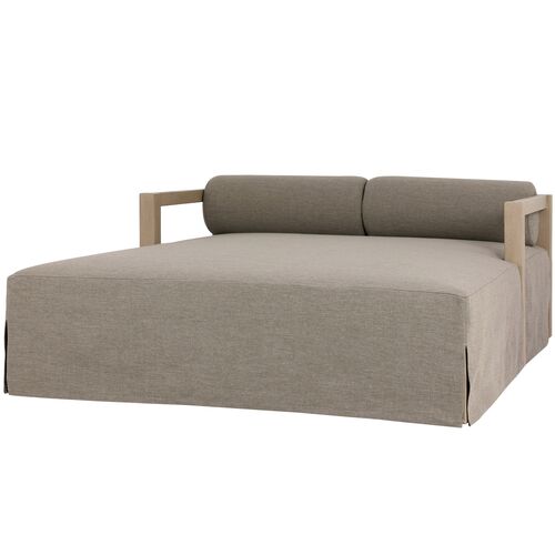 Bondhi Oudoor Daybed, Washed Brown Teak/Grey