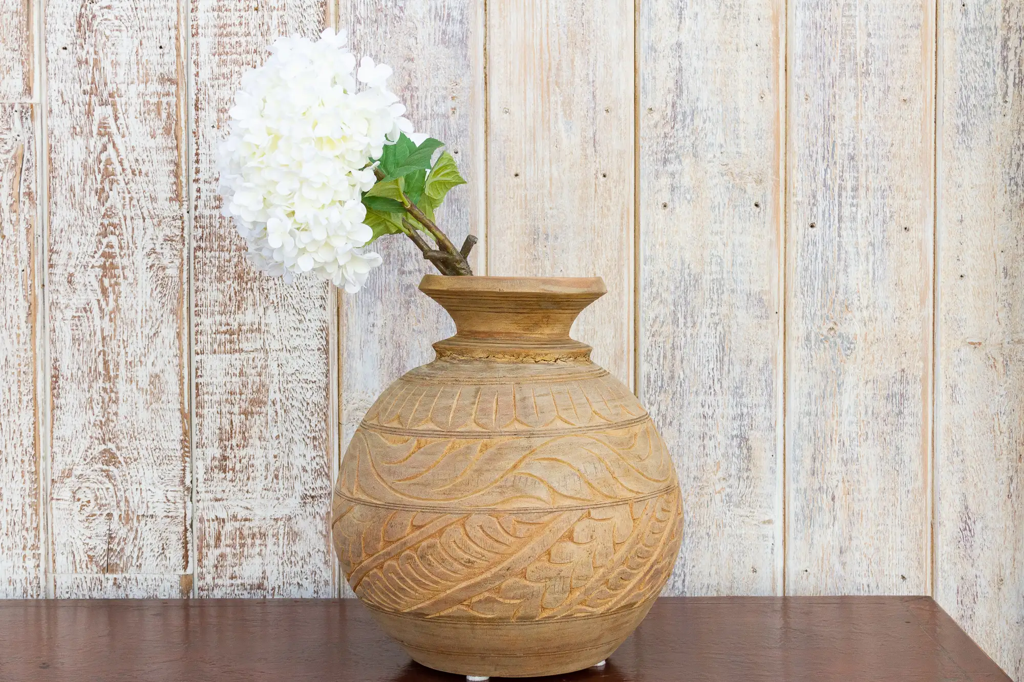 Carved Bleached Naga Water Pot 2 Carved Bleached Naga Water Pot