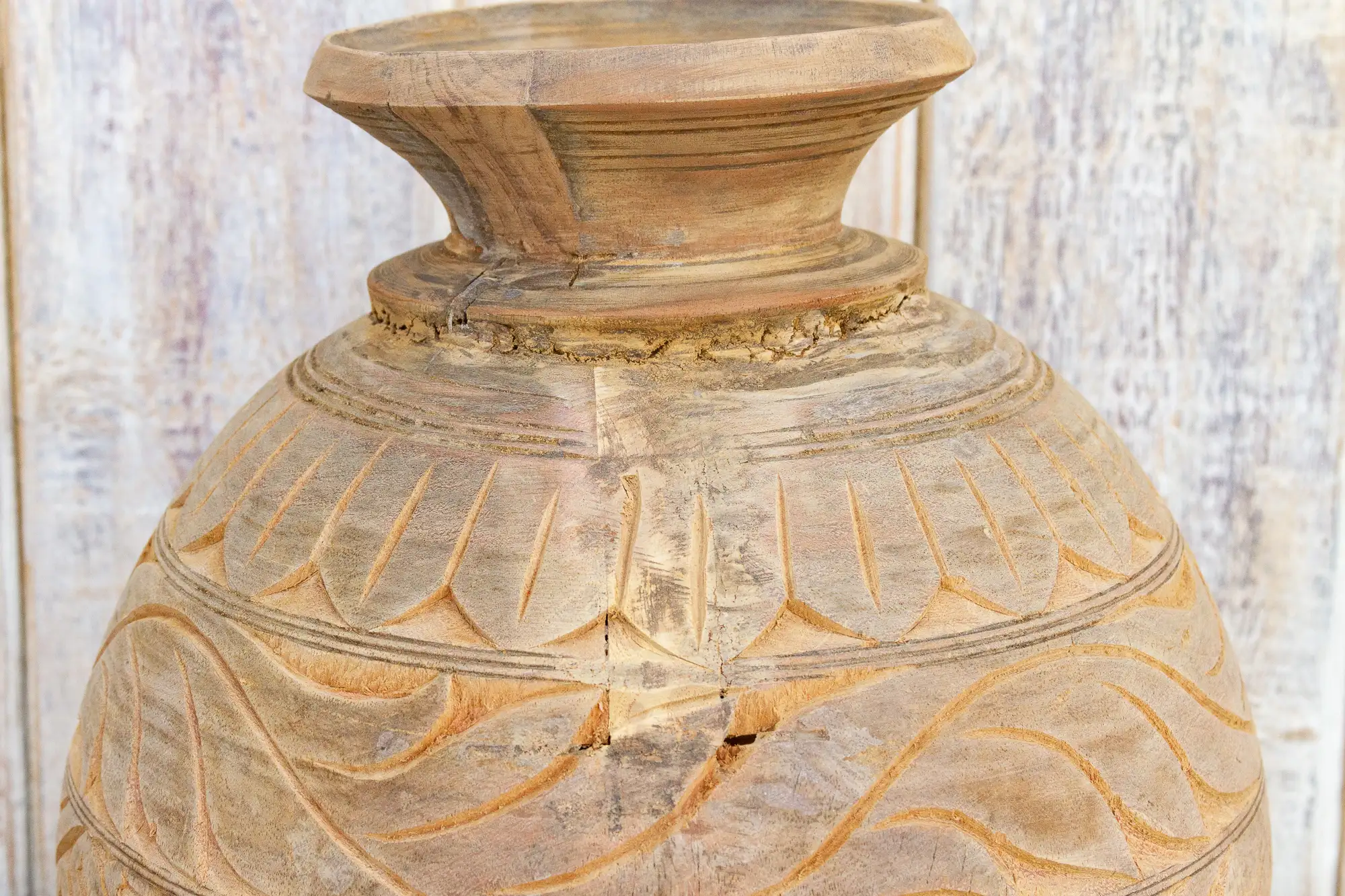 Carved Bleached Naga Water Pot 5 Carved Bleached Naga Water Pot