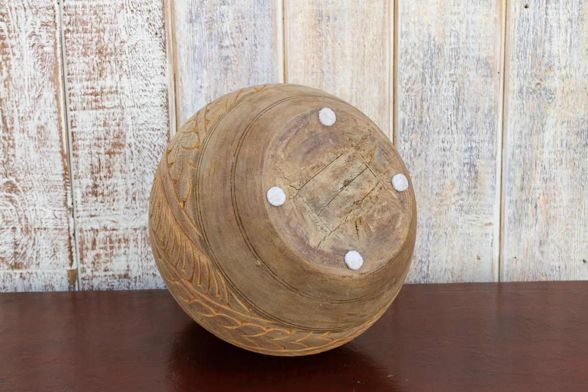 Carved Bleached Naga Water Pot 8 Carved Bleached Naga Water Pot