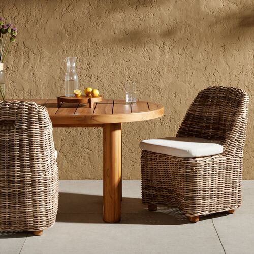 Makara Outdoor Dining Side Chair, Chunky Woven Sand/Ivory 2 Makara Outdoor Dining Side Chair, Chunky Woven Sand/Ivory