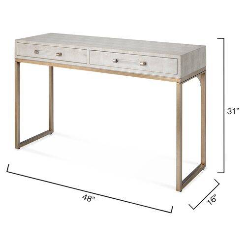 Kain Faux Shagreen Console Table, Ivory 4 Kain Faux Shagreen Console Table, Ivory
