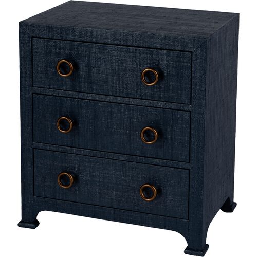 Kos 3-Drawer Raffia Nightstand