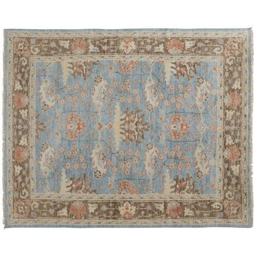 Jean Ornamental Hand-Knotted Rug, Blue/Brown 1 Jean Ornamental Hand-Knotted Rug, Blue/Brown