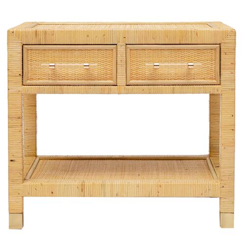 Valentino Rattan Nightstand, Natural 3 Valentino Rattan Nightstand, Natural