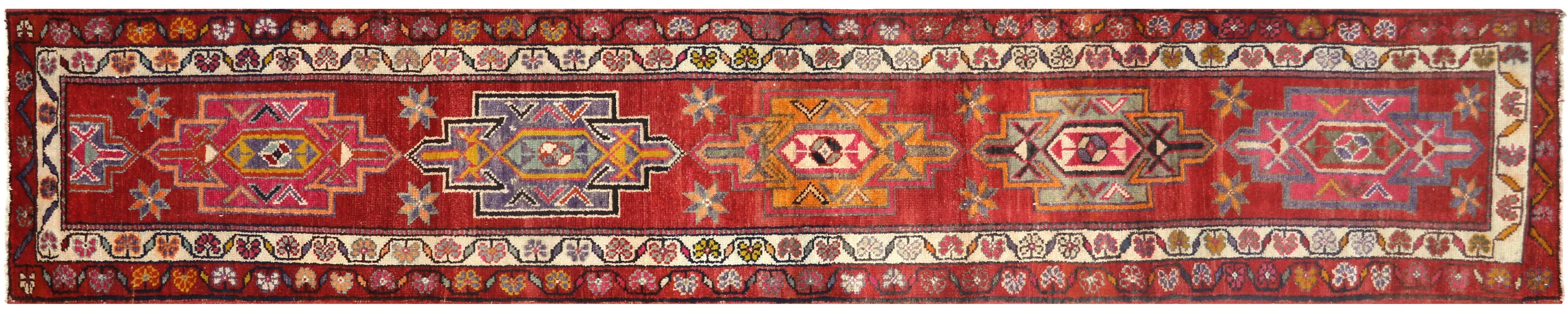 1960s Turkish Oushak Runner, 2'8" x13'8"