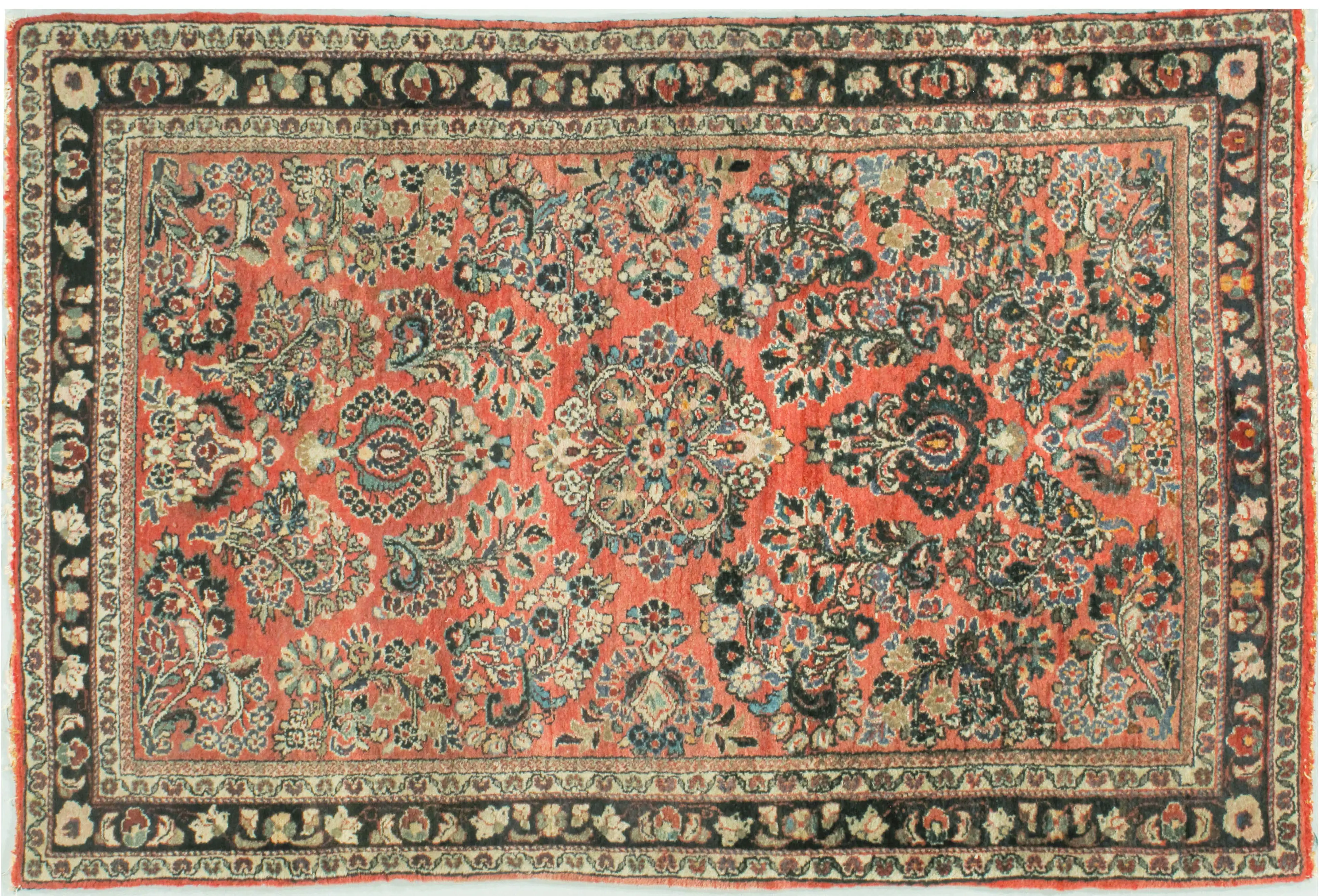 Persian Sarouk Rug 3'3 X 4'11 1 Persian Sarouk Rug 3'3 X 4'11
