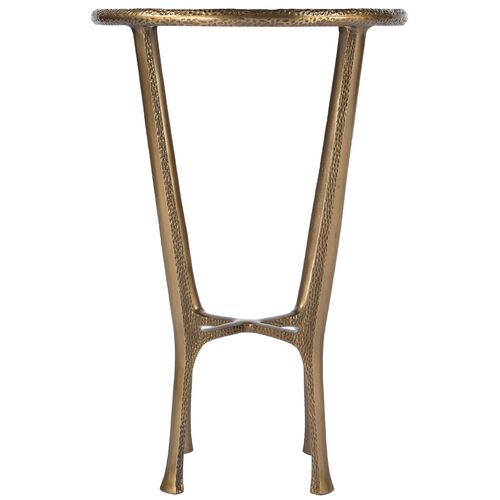 Kamen Stone Top Side Table, Hammered Brass 4 Kamen Stone Top Side Table, Hammered Brass