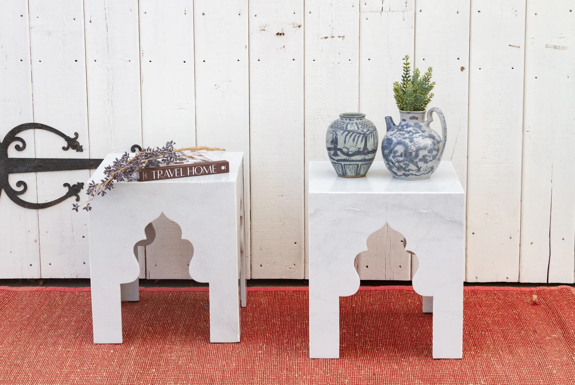 Pair of Small Taj Marble Side Tables 2 Pair of Small Taj Marble Side Tables