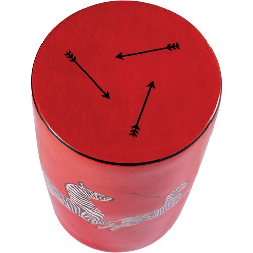 Zebra Scalamandre Garden Stool, Red 2 Zebra Scalamandre Garden Stool, Red