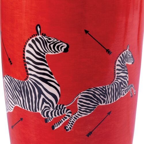 Zebra Scalamandre Garden Stool, Red 3 Zebra Scalamandre Garden Stool, Red