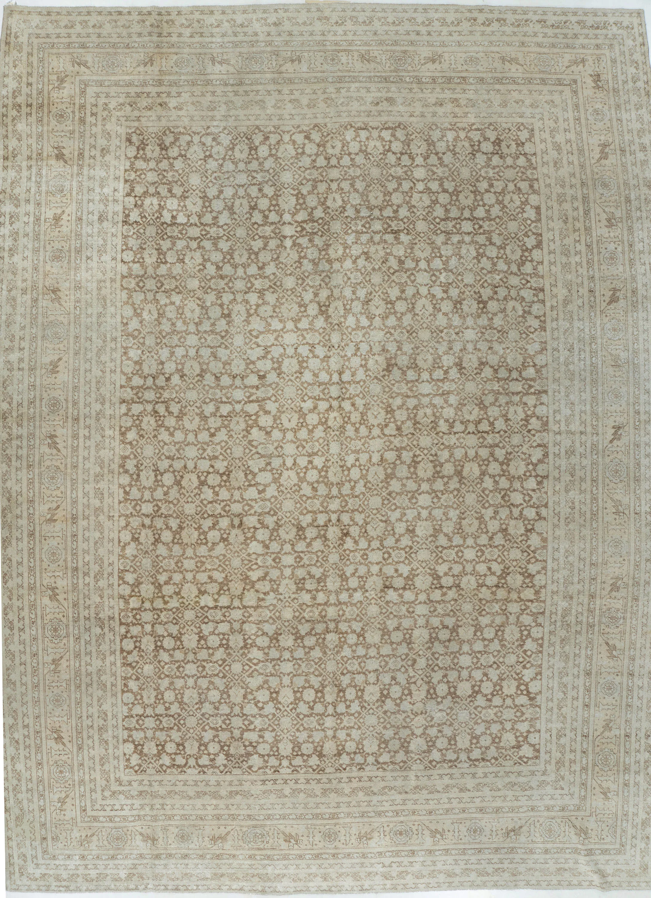 Tabriz Hand Knotted Wool Taupe 11'x14'10 1 Tabriz Hand Knotted Wool Taupe 11'x14'10