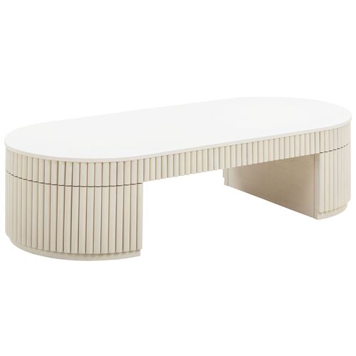 Stella Oval Fluted Coffee Table, Cream 1 Stella Oval Fluted Coffee Table, Cream