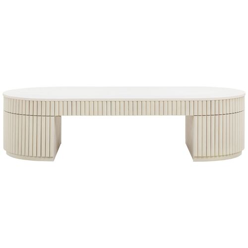 Stella Oval Fluted Coffee Table, Cream 3 Stella Oval Fluted Coffee Table, Cream
