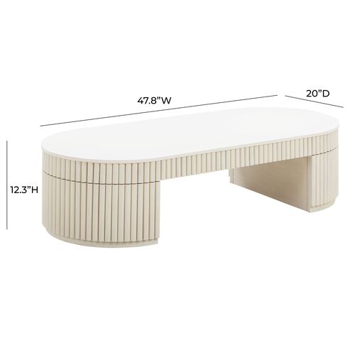 Stella Oval Fluted Coffee Table, Cream 6 Stella Oval Fluted Coffee Table, Cream