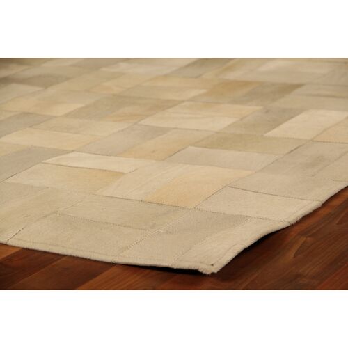 Stitched Cobblestone Hide Rug, Ivory 2 Stitched Cobblestone Hide Rug, Ivory