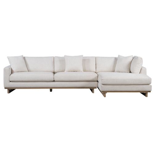 Mia Sectional Chaise, Cream Performance 1 Mia Sectional Chaise, Cream Performance
