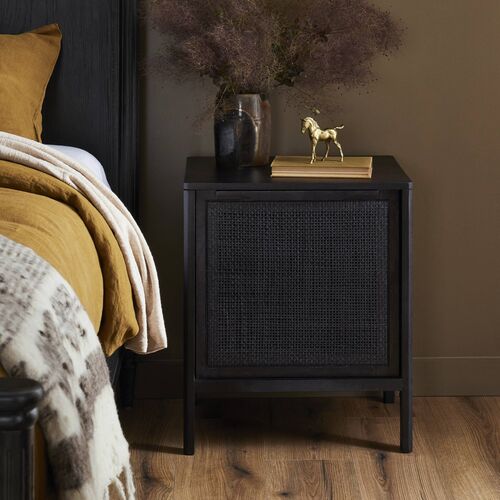 Selena Cane Nightstand, Black 2 Selena Cane Nightstand, Black